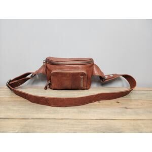 Spikes And Sparrow Brown Leather Waist Bag Fanny Pack Adjustable Women
